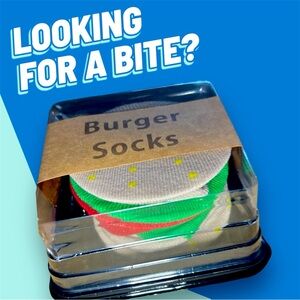 Hungry for a Bite ? Burger Socks Adult One Size New in Box